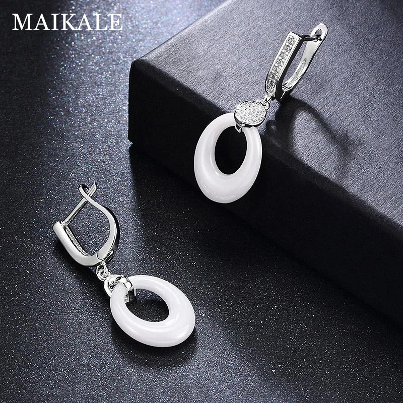 MAIKALE, классические круглые висячие серьги, маленькие кубические циркониевые покрытые золотом и серебром корейские серьги для женщин, подарок другу
