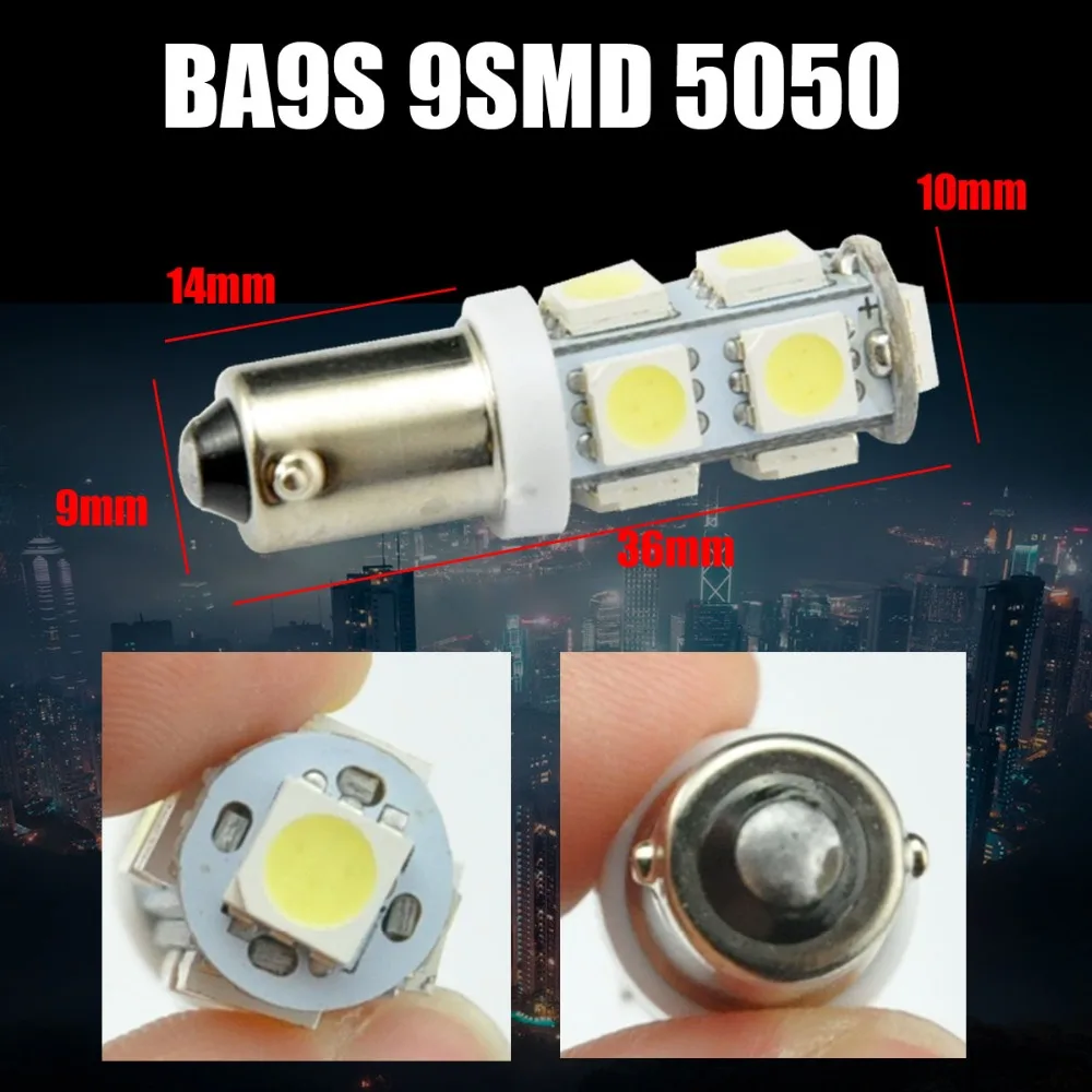 AutoEC 100 X BA9S 9 smd 5050 Светодиодная лампа для салона автомобиля ClearanceTurn 12 в