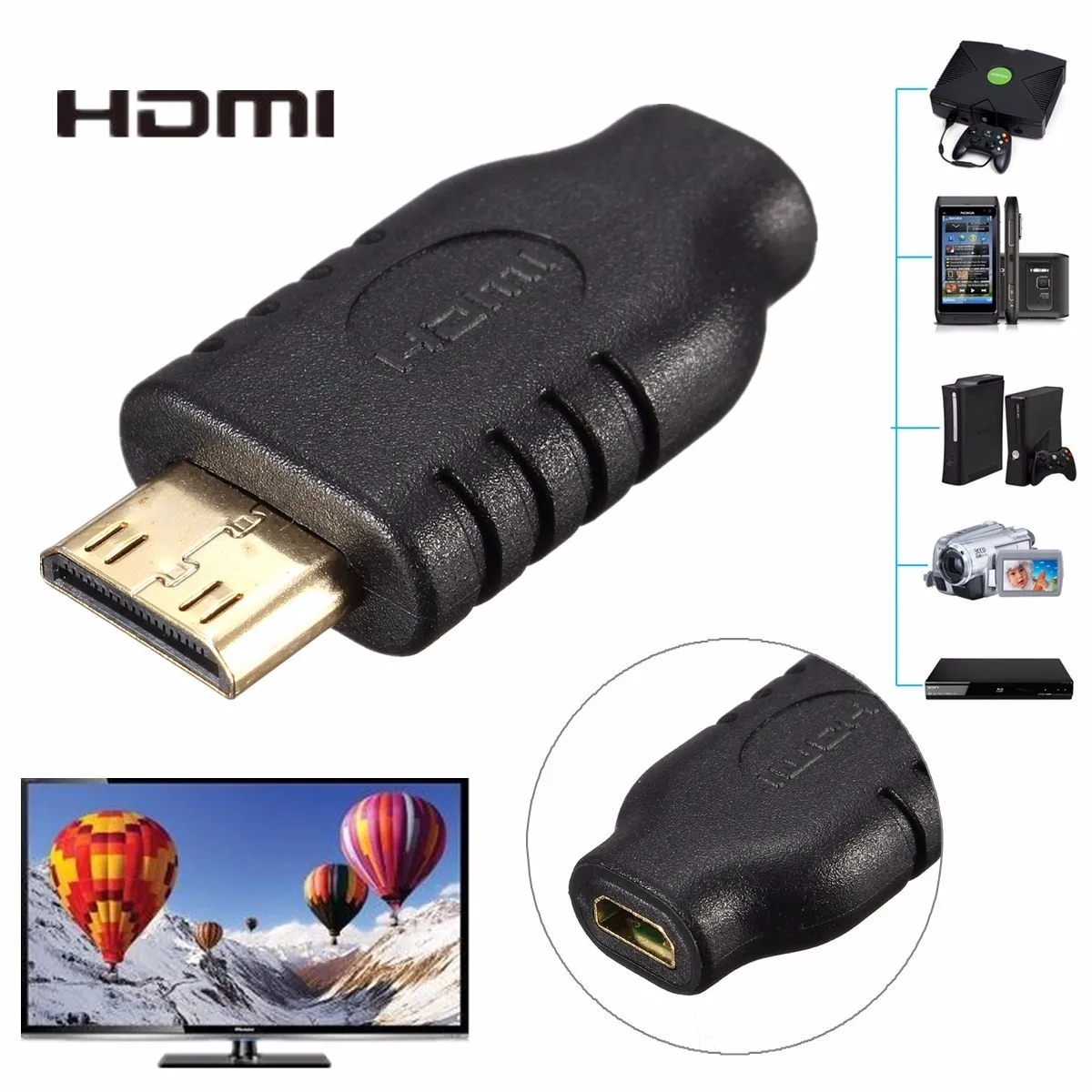LEORY Позолоченный Micro HDMI D штекер мини C Женский адаптер для HDTV смартфона
