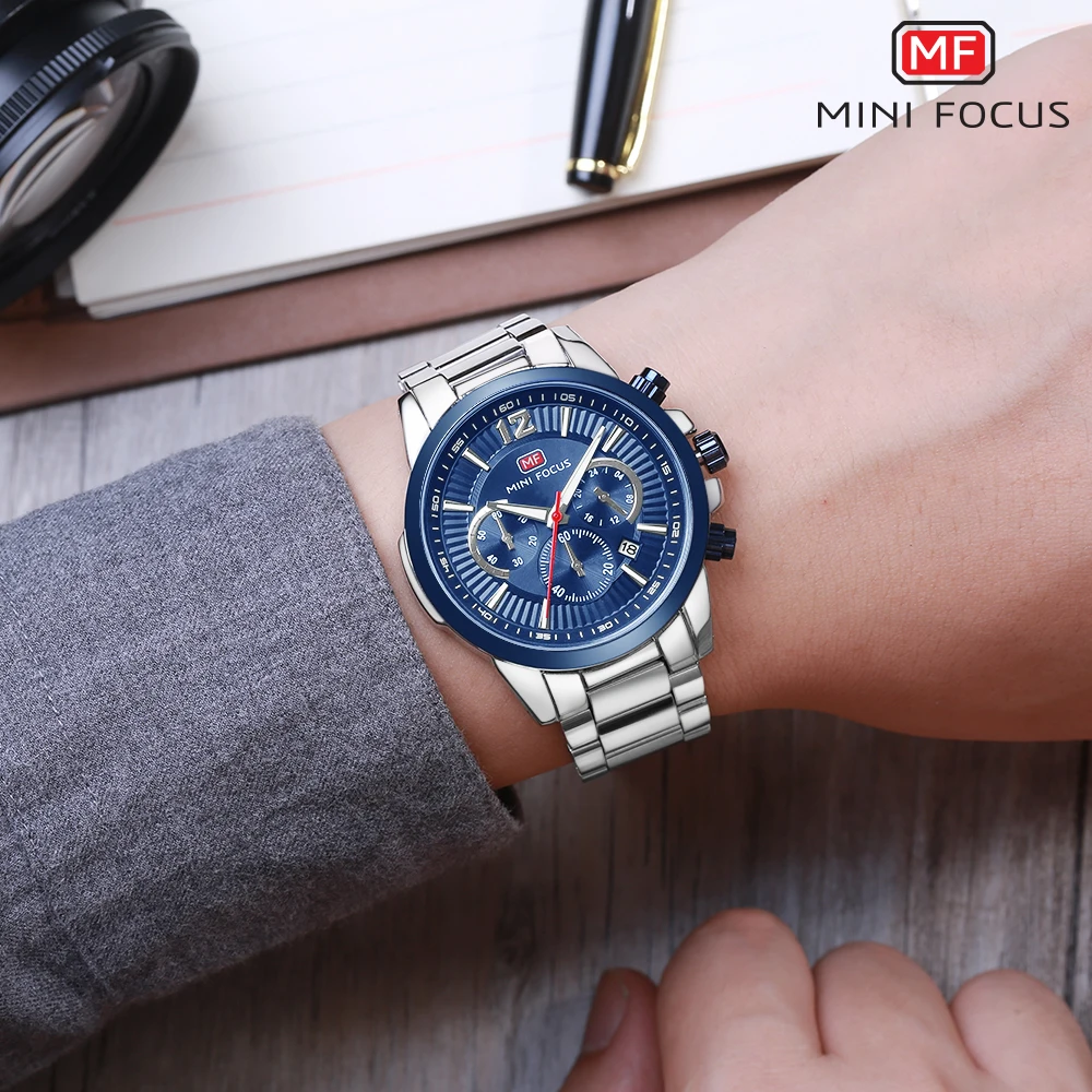 Мини фокус мужские часы кварцевые Военные повседневные модные из нержавеющей