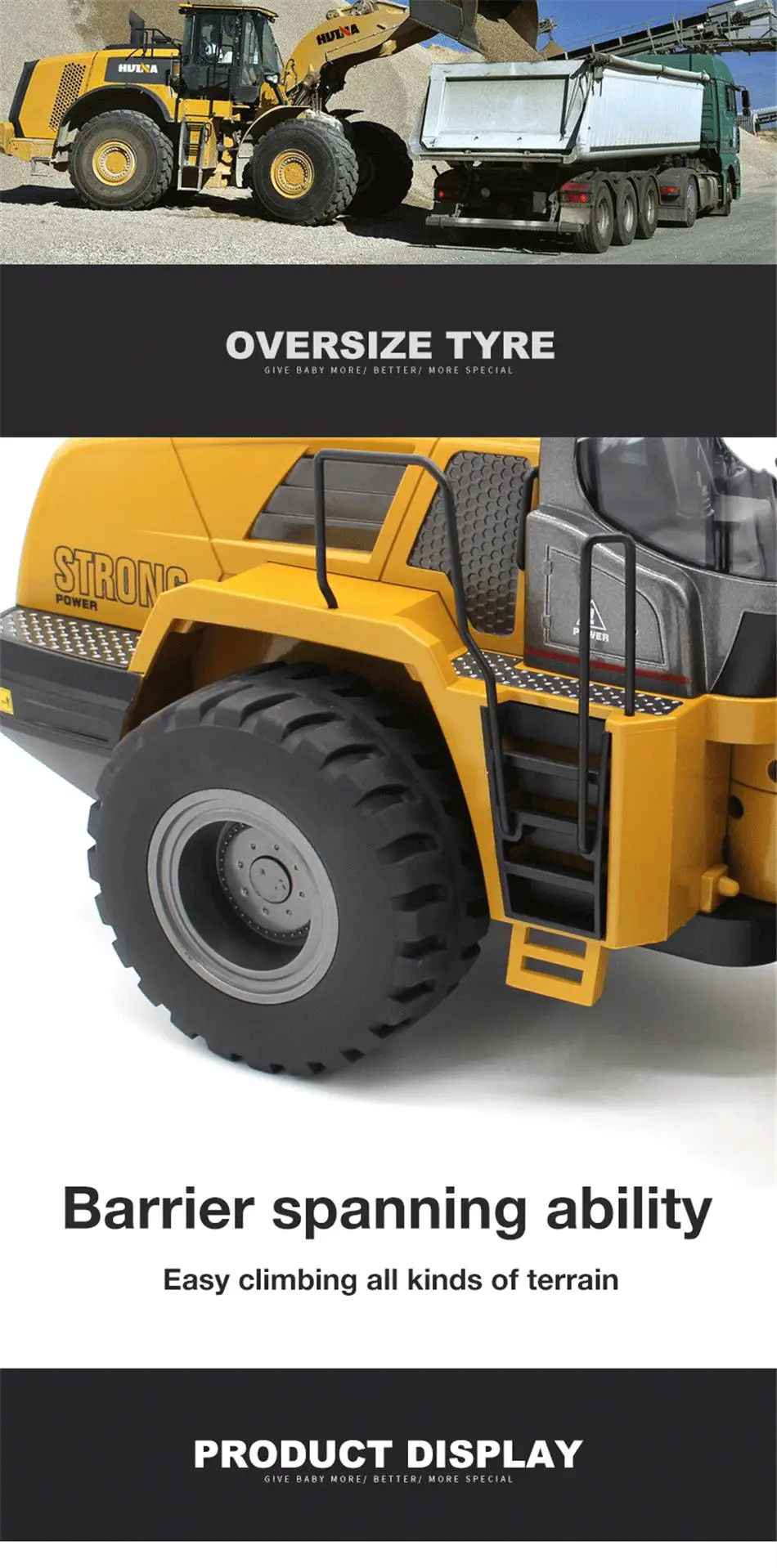 HUINA TOYS 1583 1/14 10CH Сплав RC бульдозер грузовик с фронтальным погрузчиком конструирование грузовика строительство игрушечная машинка RTR для мальчиков