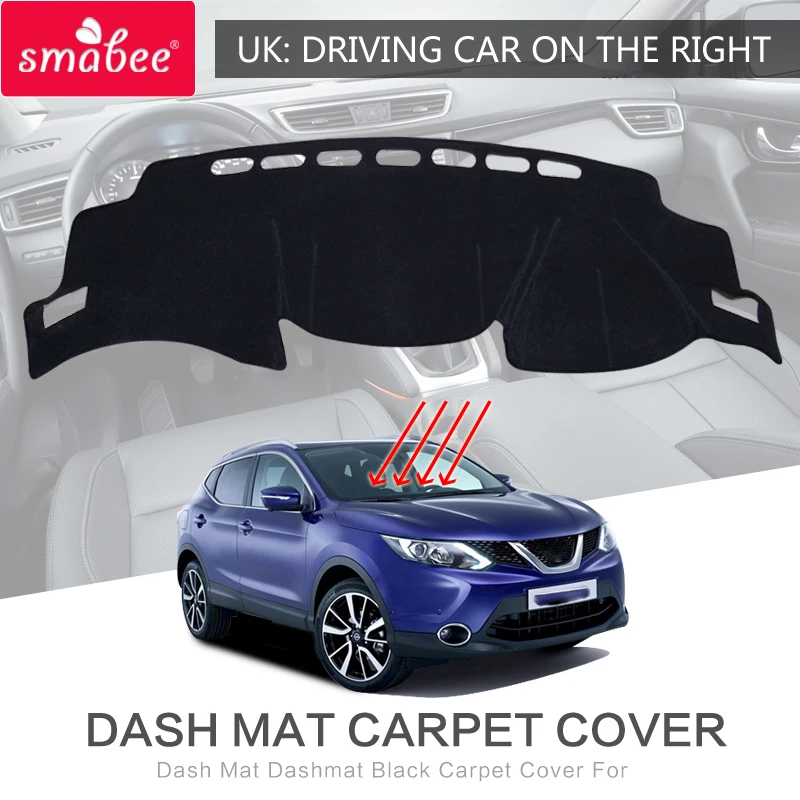Smabee для Nissan Qashqai J11 2016 ~ 2019 Rogue SL SV тире коврик черный ковер покрытие предотвращает