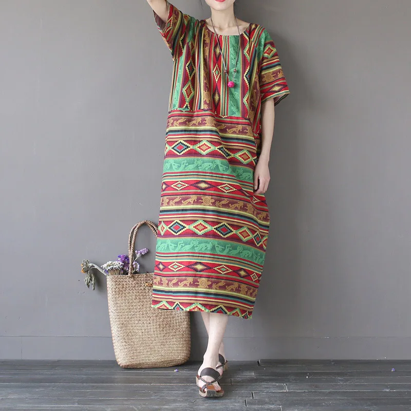 Vestidos 2019 летнее платье винтажное геометрическое Полосатое Свободное с коротким