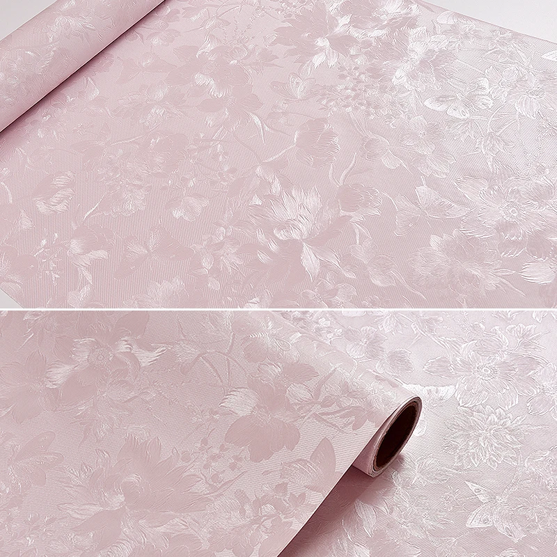 

60cmx10m Luxurry Rose Flower Self Adhesive Wallpaper roll for Bedding Living Room Modern Fashion Embossed White Vinyl Wall Paper