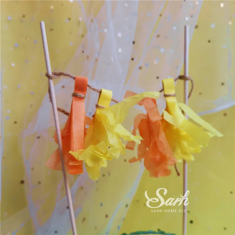 Orange yellow tassel Сидящая лиса грибы дом торт топперы для мальчиков и девочек на день рождения десерт украшения на день детей вечерние принадлежности прекрасные подарки - Цвет: Orange yellow tassel