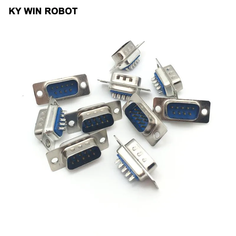 

10Pcs NEW RS232 serial port connector DB9 male to Solder /Plug connector 9pin copper RS232 COM socket Adapter