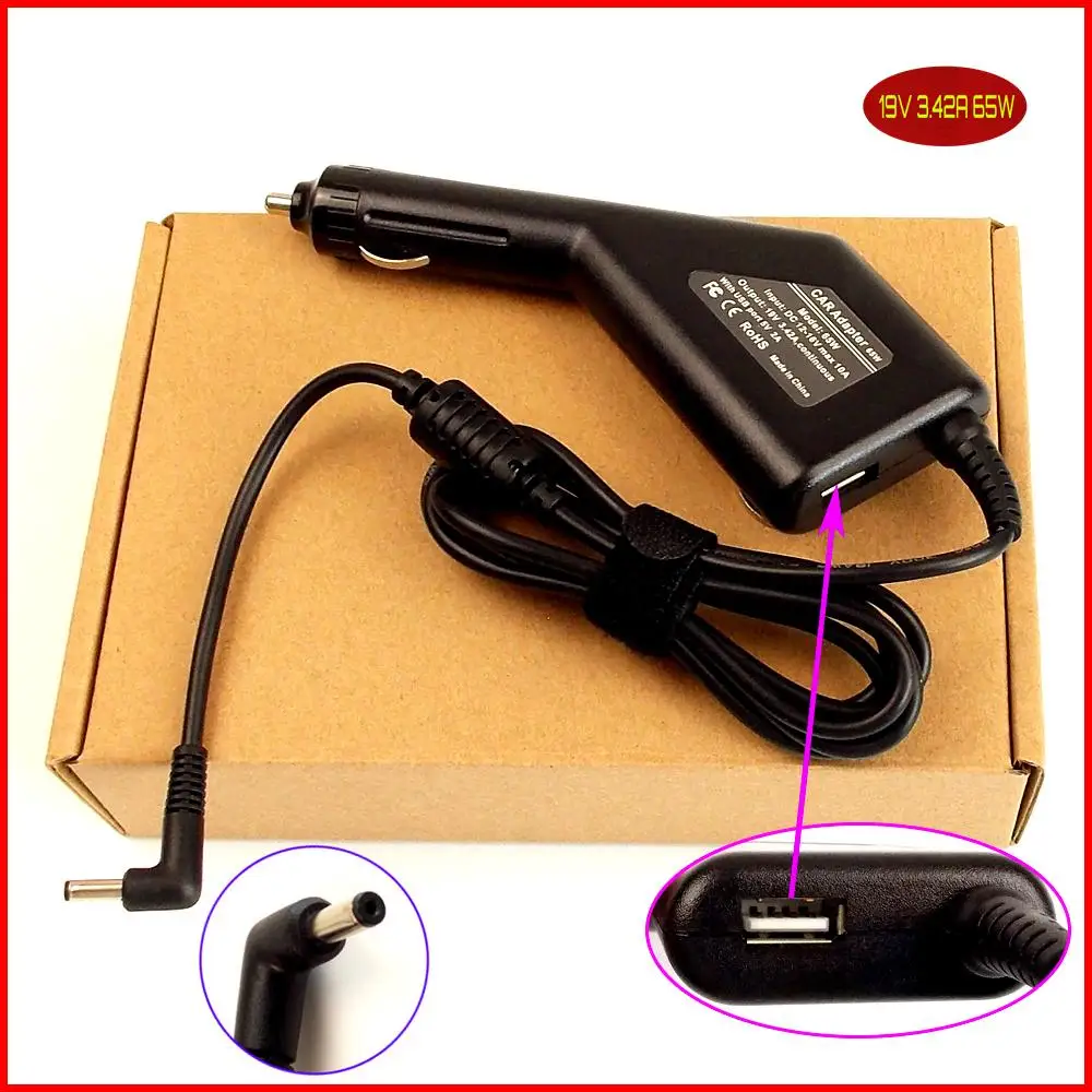 

Блок питания постоянного тока для ноутбука, автомобильный адаптер, зарядное устройство 19 в, а, 65 Вт + USB-порт для ASUS ZenBook Prime UX21 А, Φ/UX32VD-R4002H