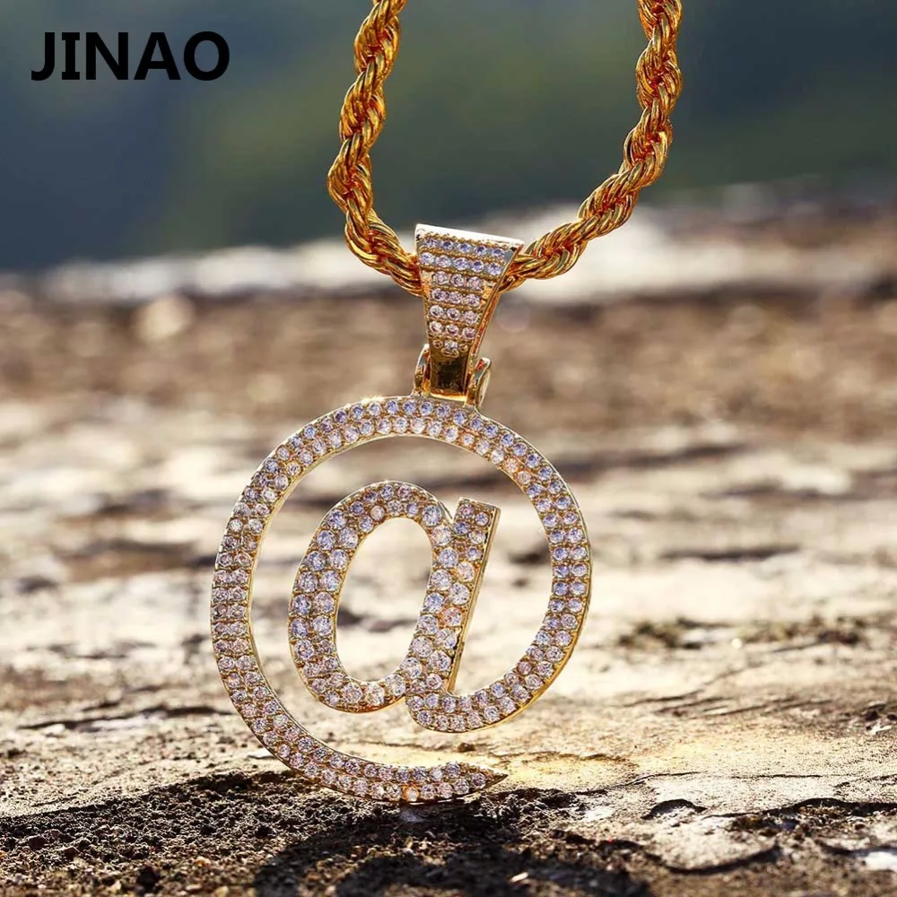JINAO золото/серебро цвет покрытием Iced Out Micro Pave кубический циркон@ письмо кулон ожерелье хип-хоп рок ювелирные изделия для мужчин и женщин