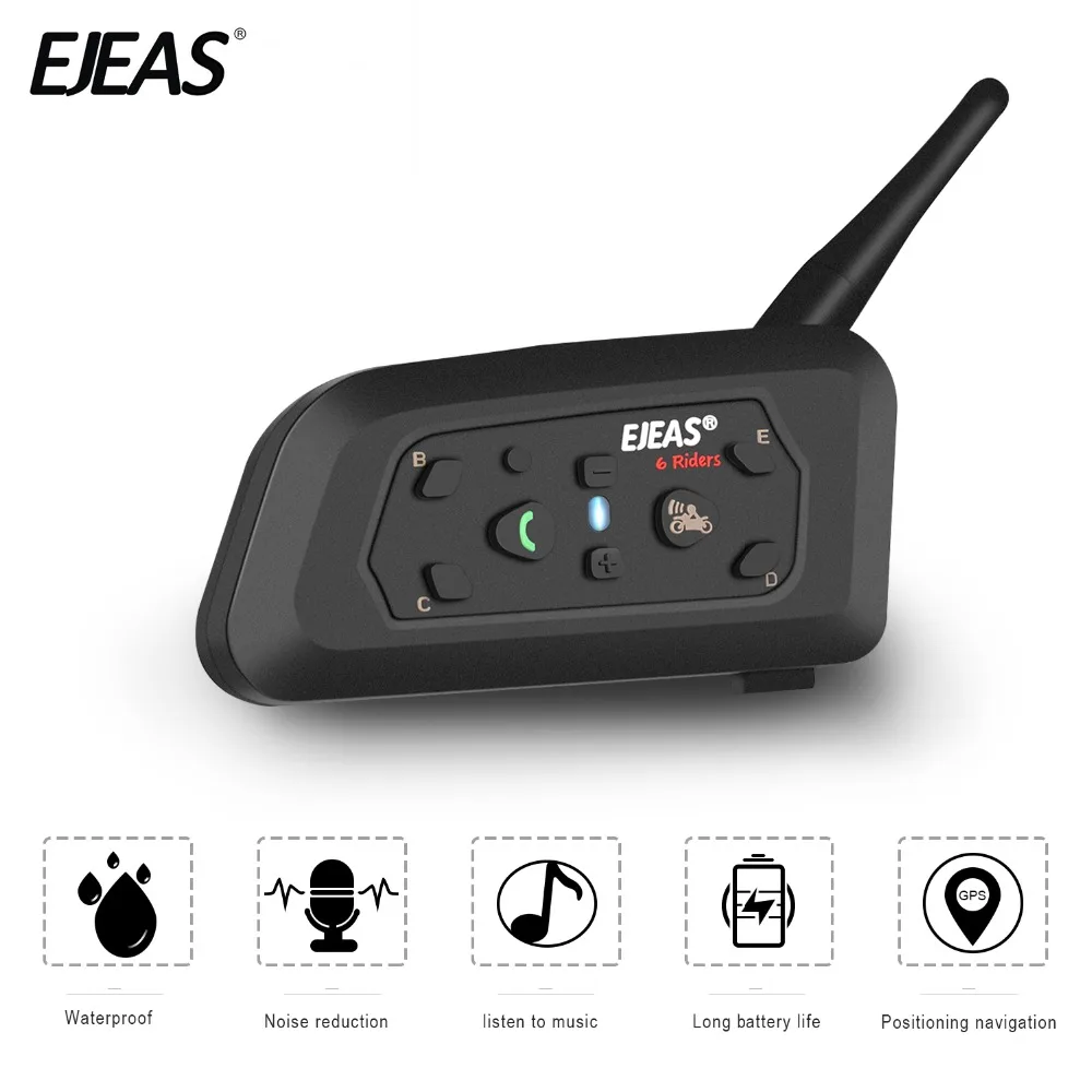 EJEAS V6 Pro для мотоциклетного шлема Bluetooth гарнитура микрофон комплект 6 ездоков 1200 м