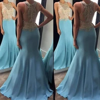 new light sky blue 2022 prom dresses crystal beading mermaid formal evening gowns bling bling girls pagenat dress
