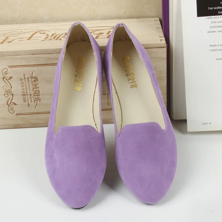 Light Purple Обувь больших размеров женская обувь на плоской подошве, яркие цвета, женские лоферы, туфли на плоской подошве Весна Осень, женская обувь, летняя обувь размер 35-43 - Цвет: Light Purple