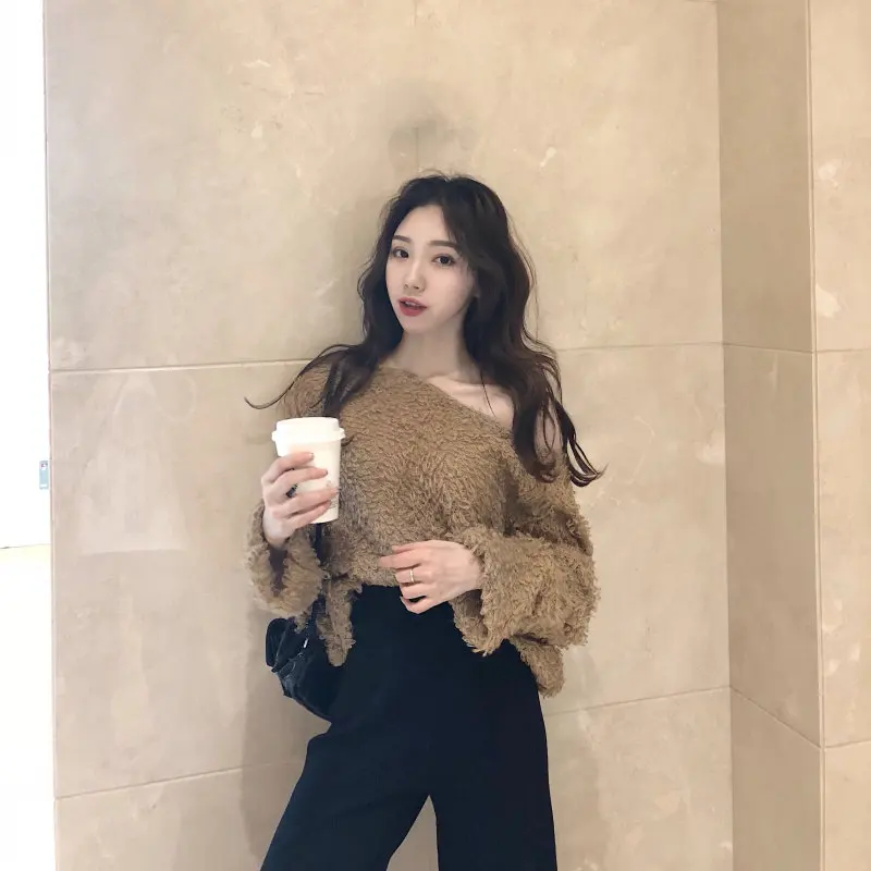 Alien Kitty 2019 Sexy Casual Elegant Bare Shoulder Fresh Simple Autumn Spring Women O-Neck Knitted Sweet Sweater Pullover Female | Женская