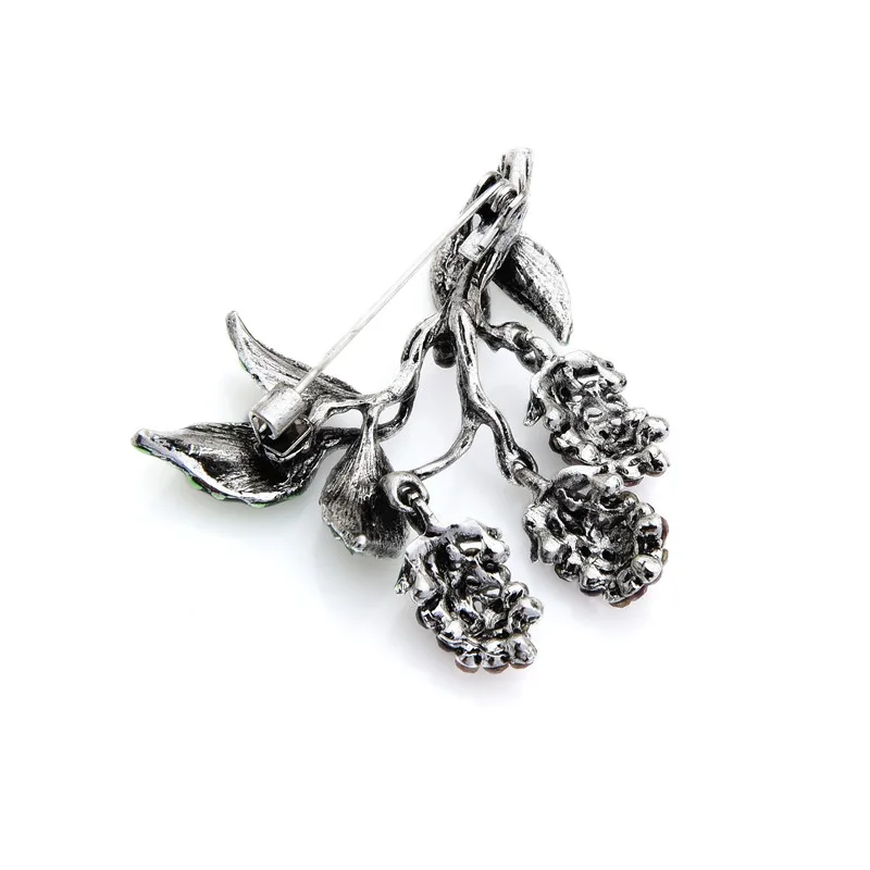 

Wuli&Baby Vintage Enamel Grape Brooch Pins For Women Green Leaf Fashion Jewelry New Year Gift Accessories