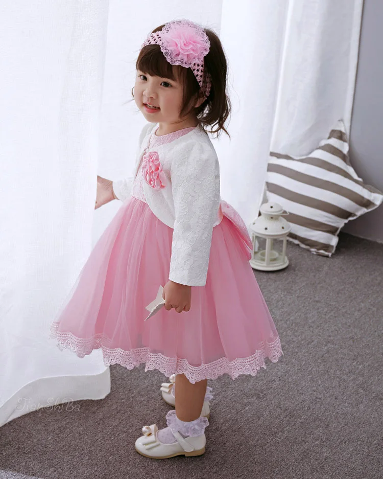 Dress Coat Headband Костюм из 3 предметов платье для крещения для новорожденных девочек пышные кружевные тюлевые платья для свадьбы, дня рождения, вечерние комплекты принцессы - Цвет: Dress Coat Headband