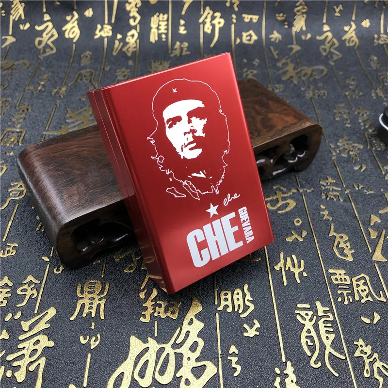 07-red DIY Che Guevara портсигар чехол Металл с лазерной гравировкой сигаретные коробки мужские карманные курительные автоматические коробки красный черный золотой синий - Цвет: 07-red