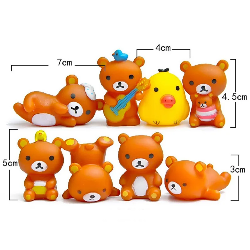 8 шт./лот PVC Фигурки Игрушки DIY японского Аниме Rilakkuma Медведь Коллекция Модель для