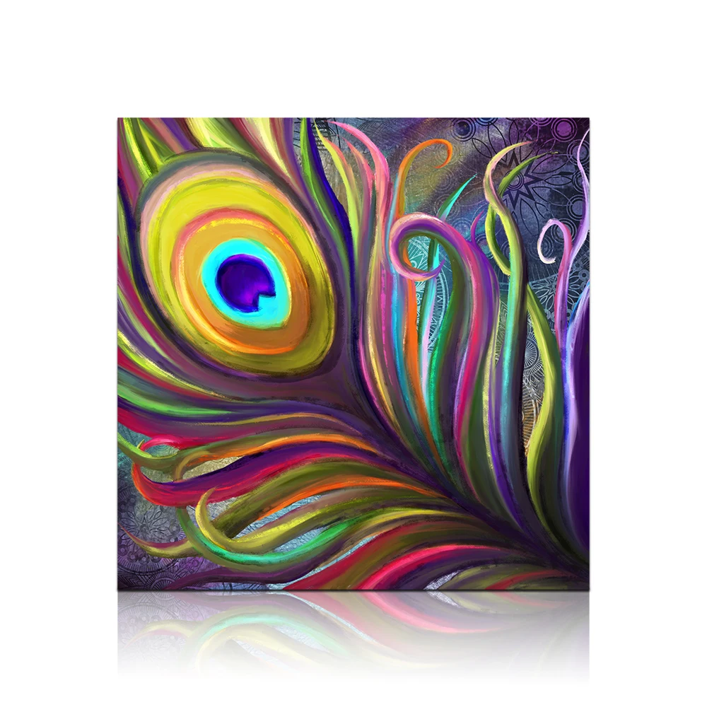 Visual Art Decor Peacock Artwork Feather Canvas Print Bird Wall Home | Дом и сад