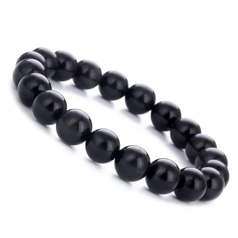 

KYSZDL 100%Natural Obsidian Round Bead Bracelet Women 8MM Obsidian Beaded Bracelet Fashion Jewelry Gifts