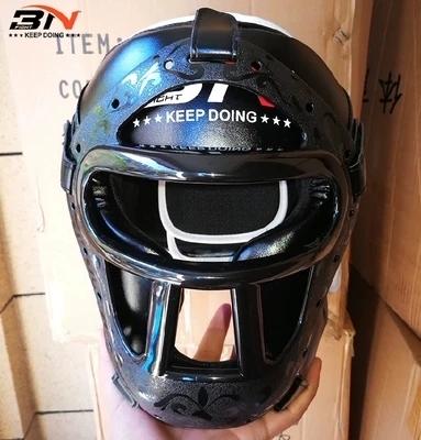 White Mask Головной убор для ММА бокса с маской Муай Тай тхэквондо шлем маска съемный кикбоксинг ТКД спарринг Санда тренировочный головной убор - Цвет: White Mask