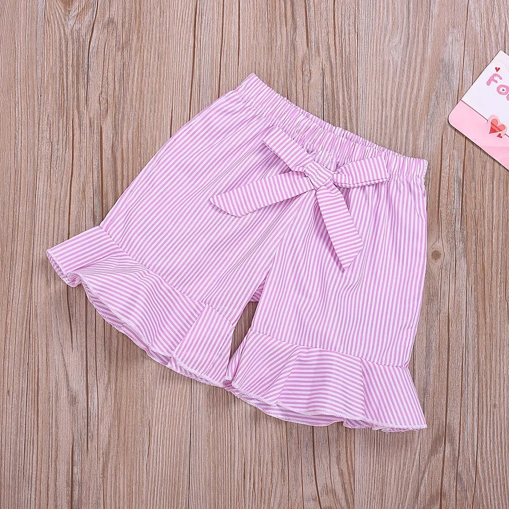 SAGACE/милые розовые летние комплекты одежды для маленьких девочек Полосатая майка