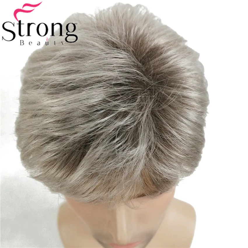 StrongBeauty короткий серебристо-серый парик мужские короткие синтетические волосы парики выбор цвета