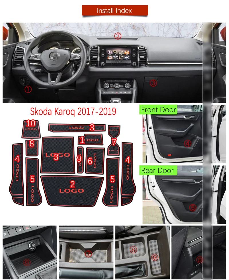 Противоскользящий резиновый коврик для Skoda Karoq 2017 2018 2019 | Автомобили и мотоциклы