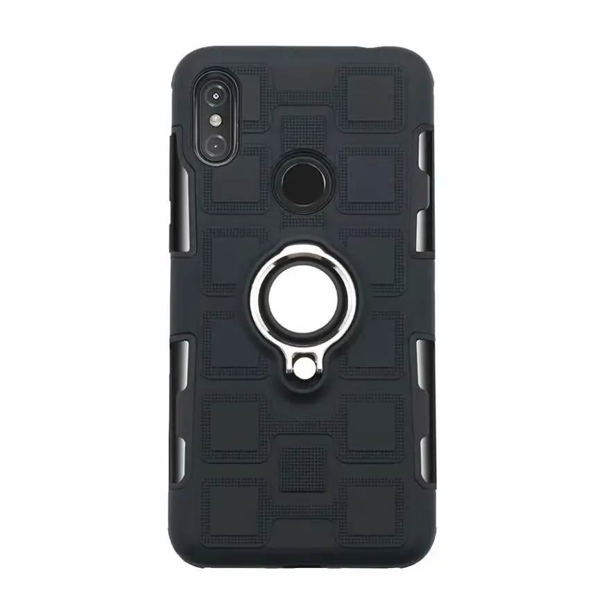 Чехол для Motorola Moto One/P30 Play противоударный чехол для телефона для Moto One/P30 Play Armor анти-падение задняя крышка чехол-подставка с кольцом - Цвет: Черный