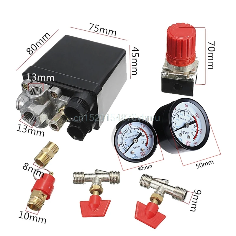 

New Air Compressor Pressure Valve Switch Manifold Relief Regulator Gauges 120PSI - L057 Nnew hot