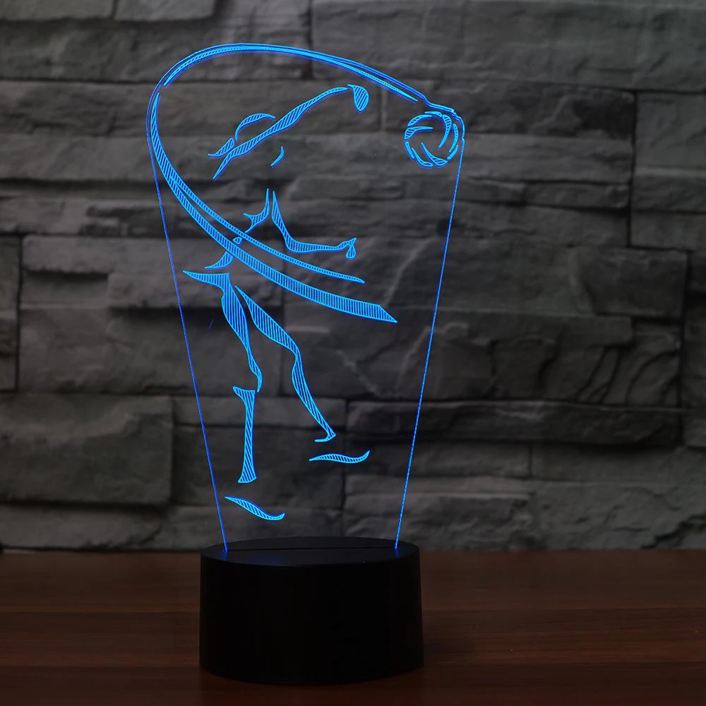 Играйте в волейбол 3D светодиодный USB настольная лампа Дети Спальня красочные