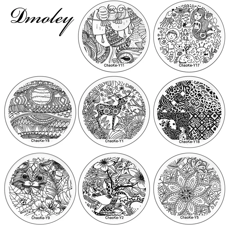 Круглый дизайн ногтей штамп шаблон штамповочных плит из нержавеющей стали Лак