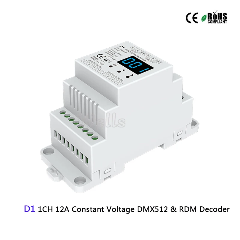 D1/D1-L постоянное напряжение DMX512 и RDM декодер 12-36VDC 1CH 12A led Контроллер декодера для