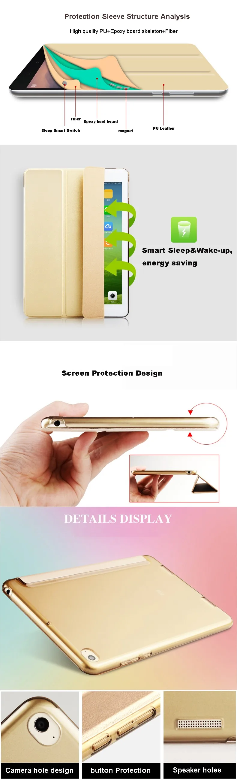 Ультратонкий чехол из искусственной кожи для Xiaomi Mi pad 1 7,9 A0101, светильник, жесткая задняя панель из поликарбоната, умный чехол для Xiaomi Mi Pad1+ стилус+ пленка