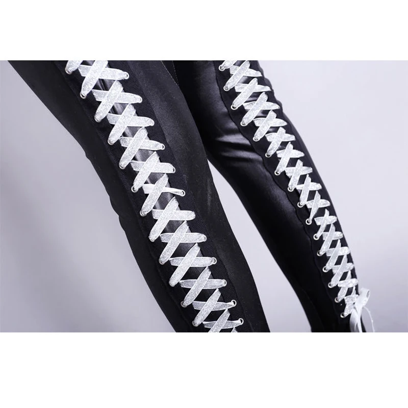 

Hot Sexy Women's Bandage High Waist Pants Leather Pants Long Tight Trousers Girls Pencil Trousers Skinny Latex Pants Pole Dance