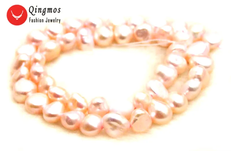 

Qingmos 8-9mm Light Pink Baroque Natural Freshwater Pearl Loose Beads for Jewelry Making Necklace Bracelet DIY 14'' Free Ship