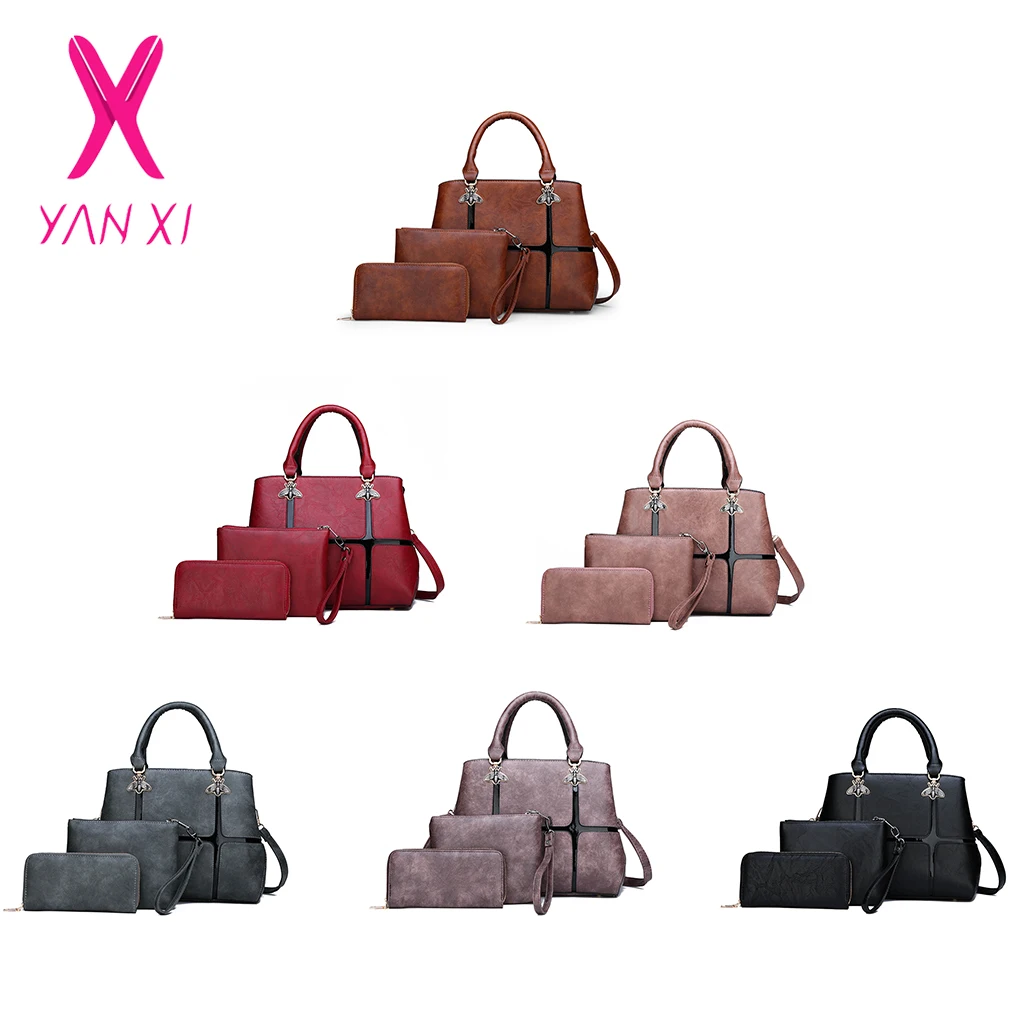 YANXI 3 комплекта композитная сумка женская Лоскутная на плечо Повседневная