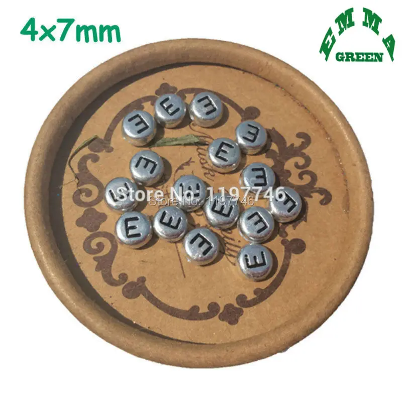 Алфавит круглые бусины Серебристые Акриловые зеркальные для рукоделия diy