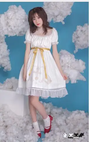 Готическое черно белое платье для девочек с короткими рукавами и принтом