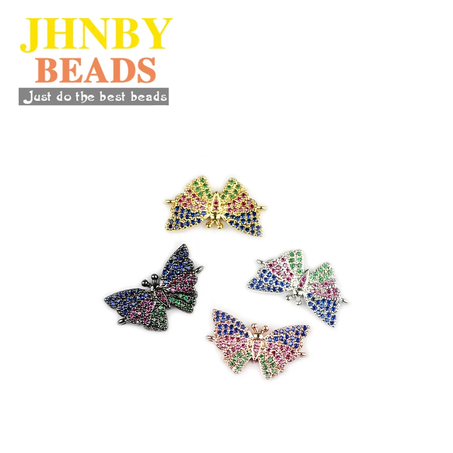 JHNBY 1PCS butterfly bracelet necklace Pendant accessories brass Pave Zircon Charms women beads for Jewelry making DIY Findings | Украшения