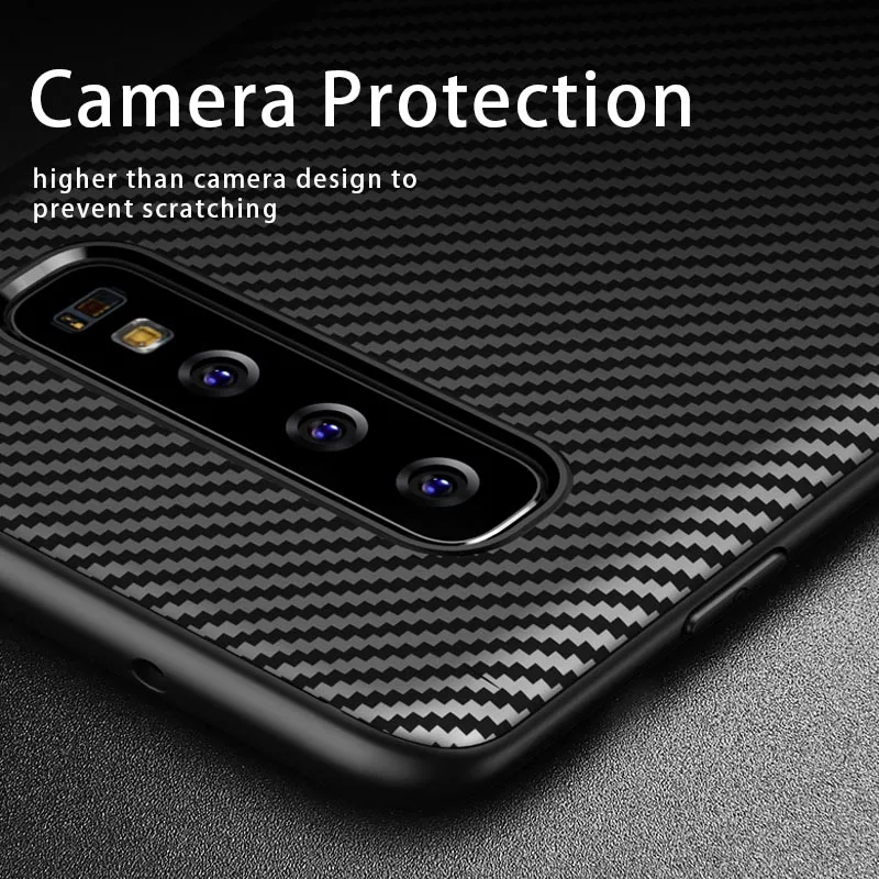 LUPHIE Luxury Case For Samsung Galaxy S10 Plus S10e Cases Carbon Fiber Texture Cover Silicone Coque |