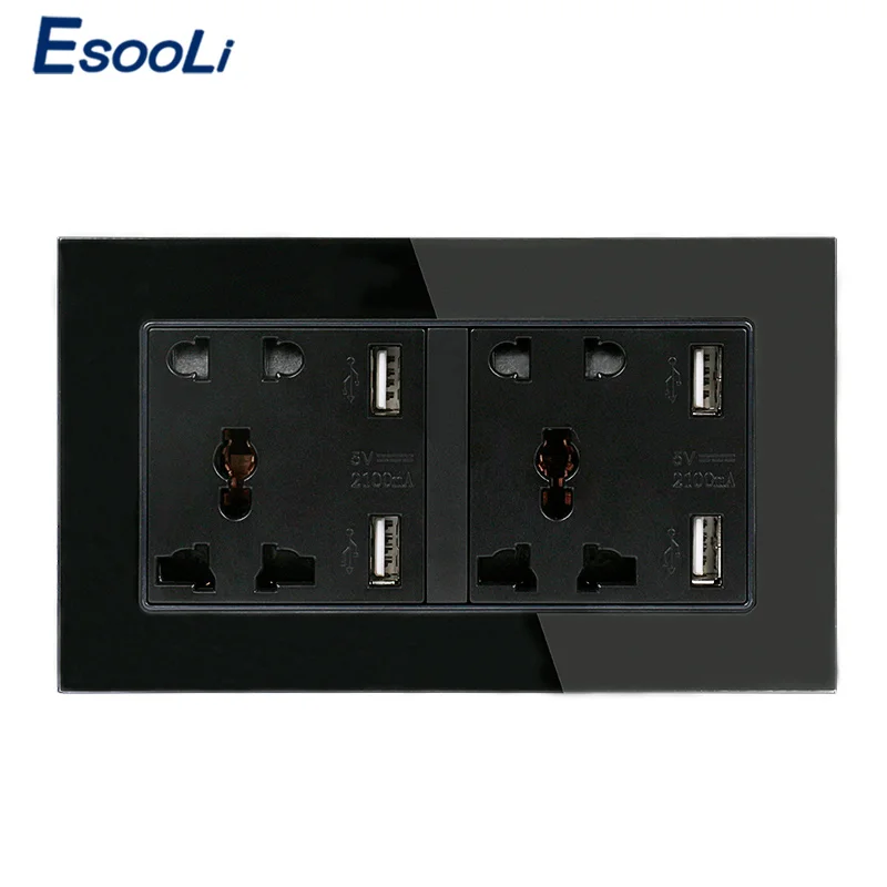 Настенная розетка Esooli двойная Универсальная Розетка с 5 отверстиями 4 USB