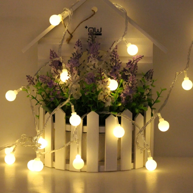 10m 20m 30m 50m led string lights with white ball AC110V/220V holiday decoration lamp Festival Christmas outdoor lighting | Лампы и