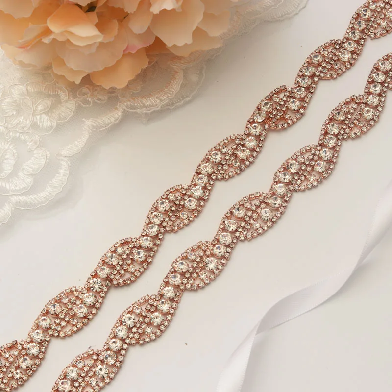 MissRDress Welding Wedding Belt Bridal Ribbon Rose Gold Crystal Rhinesrones For Prom Gown JK947 | Свадьбы и торжества