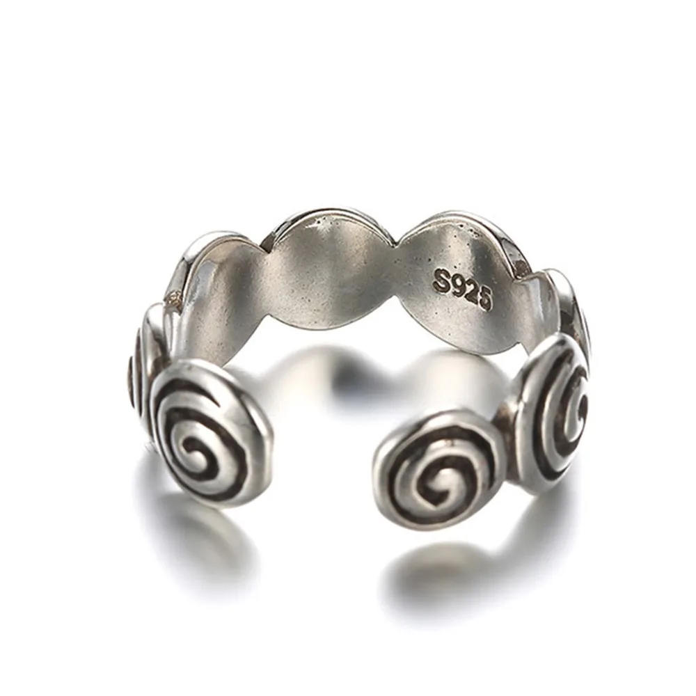 Todorova Fingerprint Vintage Ring Gothic Swirl Adjustable Open Twisted Spiral Jewelry Wedding Band | Украшения и аксессуары