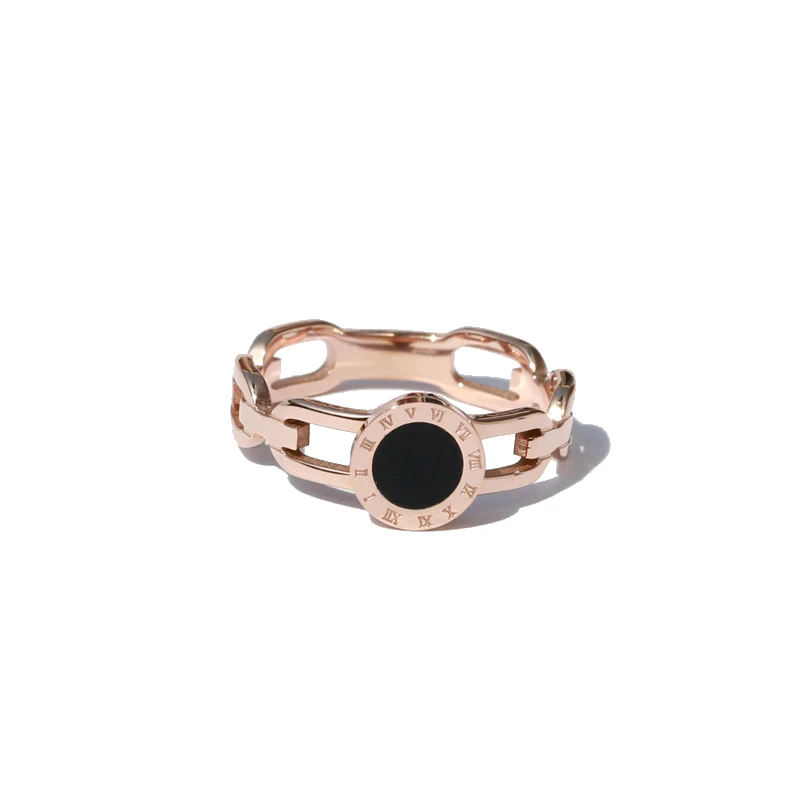 

YUN RUO 2018 Roman Numeral Black Ring Rose Gold Color Fashion Titanium Steel Jewelry Wedding Ring Birthday Gift Woman Never Fade