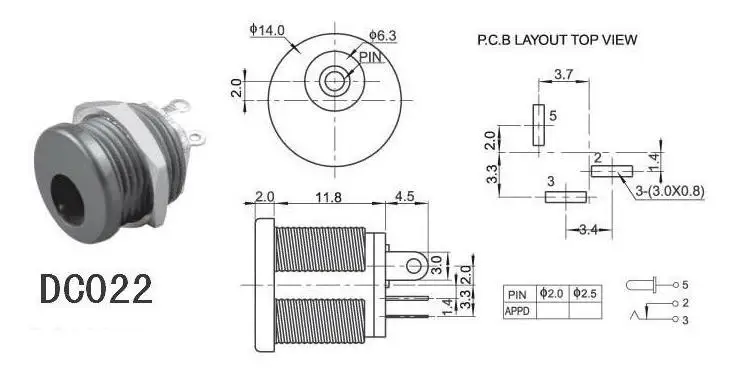 100 шт. разъем питания постоянного тока DC022 розетка Пылезащитный колпак 5 х2 мм с