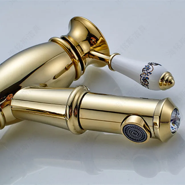 Кран для раковины Senducs Gold Pull Out кран в европейском стиле качественный латунный