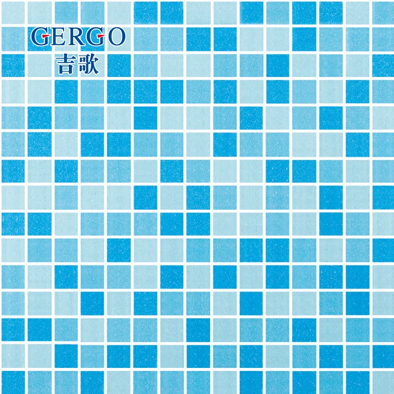 Голубая противоскользящая стеклянная мозаичная плитка для бассейна душевой