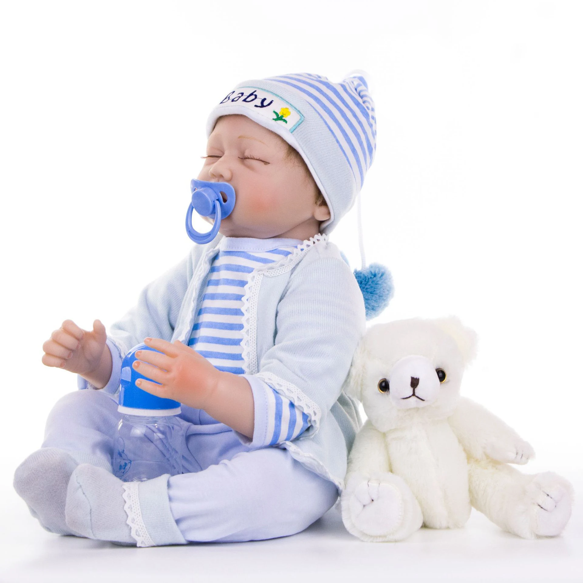 

22 Inch 55 cm silicone reborn babies dolls baby real alive bonecas sleeping closed eyes rooted hair by NPK collection