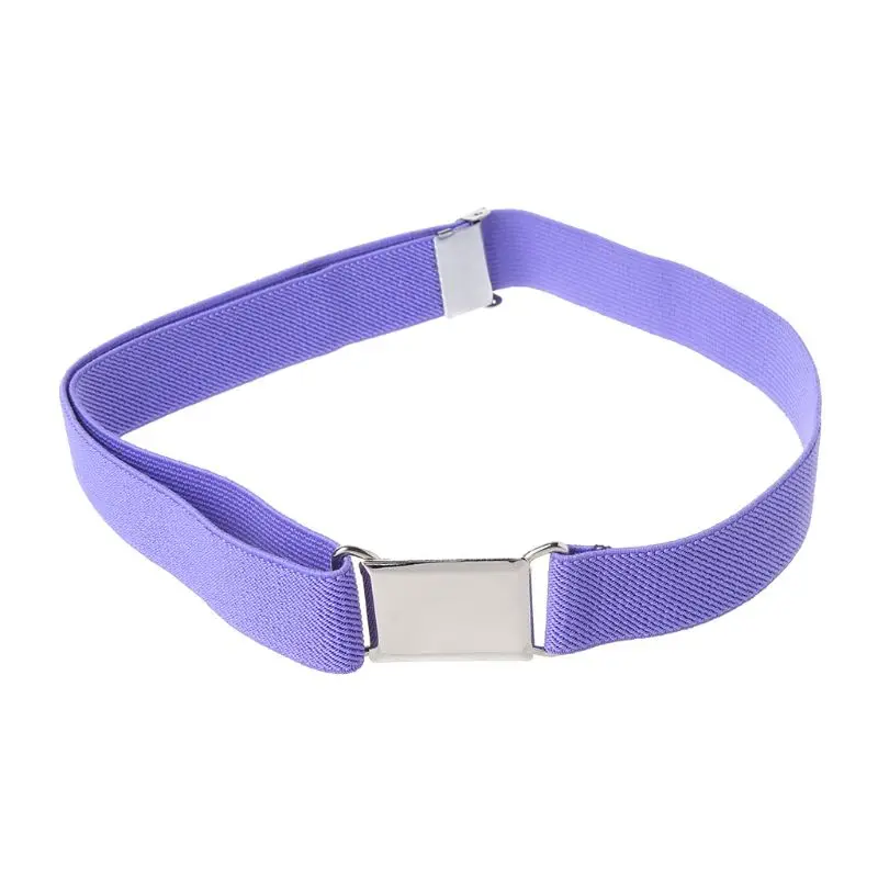 Purple Детские однотонные тканевые ремни унисекс для мальчиков и девочек; регулируемый эластичный пояс - Цвет: Purple