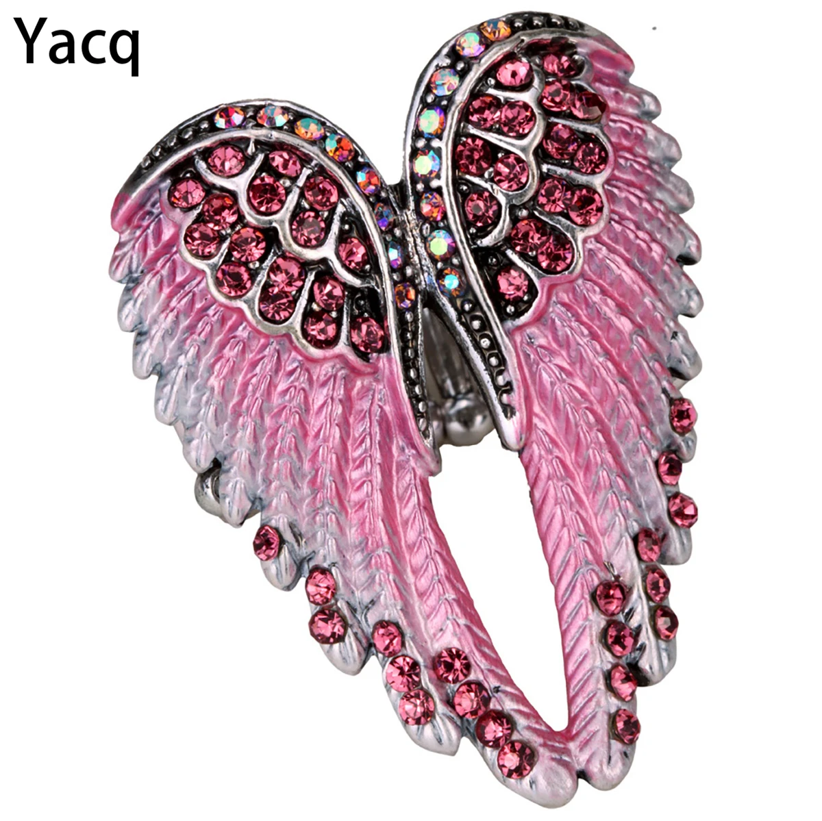 YACQ Angel Wings Stretch Ring Scarf Clasp Buckle Women Biker Bling Crystal Jewelry Gifts Her Gold Silver Plated Dropshipping